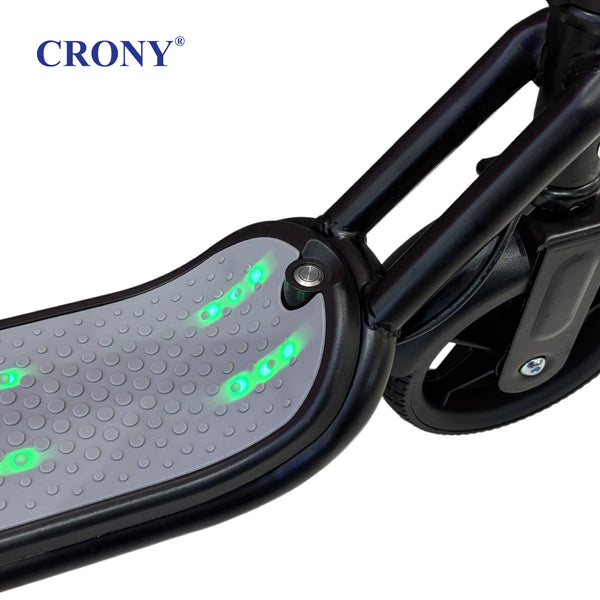 CRONY E68 Electric Scooter for Kids, 110W Motor, 10–16 KM/H Top Speed, 24V 2.5Ah Battery, 5–8 KM Range, 6.5-Inch Tires, Easy Folding, Adjustable Handlebar, LED Headlight & Rear Wheel Light, Bluetooth Speaker, Black**