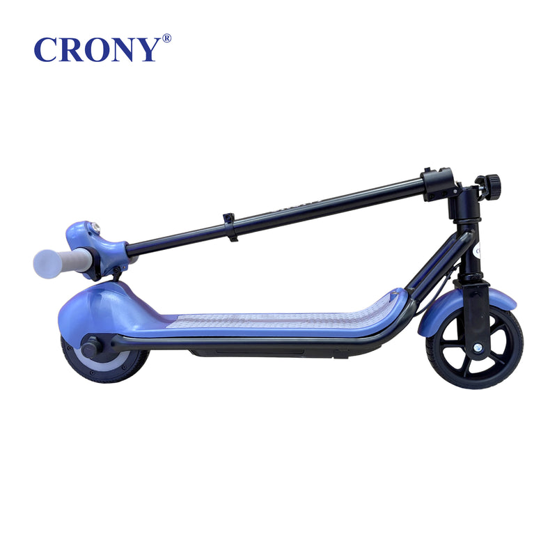 CRONY E68 Electric Scooter for Kids, 110W Motor, 10–16 KM/H Top Speed, 24V 2.5Ah Battery, 5–8 KM Range, 6.5-Inch Tires, Easy Folding, Adjustable Handlebar, LED Headlight & Rear Wheel Light, Bluetooth Speaker, Blue