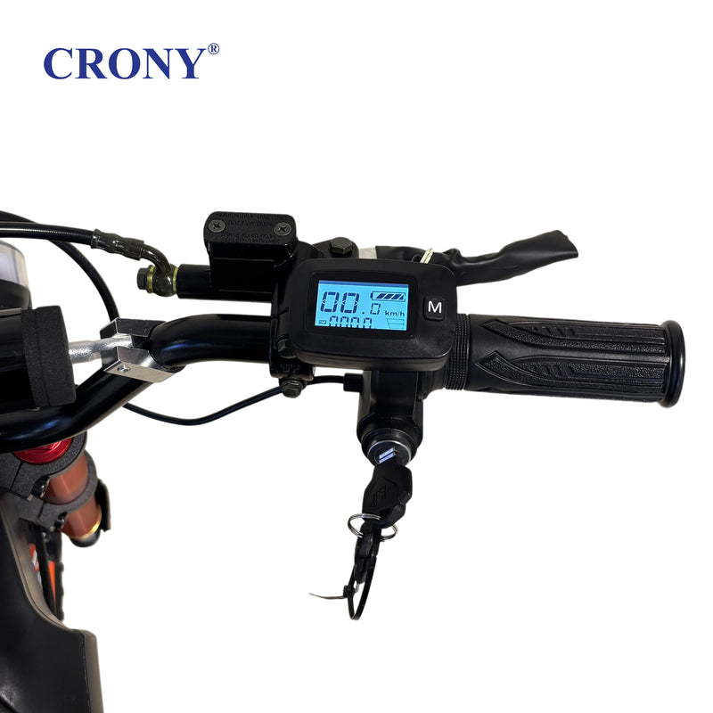 CRONY Wish-01 Electric Dirt Bike, 1500W Motor, 48V 25Ah Battery, 50-70 KM/H Max Speed, 45-60 KM Range, Dual Suspension, Front & Rear Disc Brakes, Off-Road Tires, LED Headlight, Mobile Holder