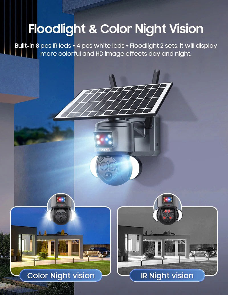 CRONY ST-558-8MP-12X-4G Dual Lens Zoom Solar Battery Camera Solar Camera CCTV Surveillance PIR Outdoor 12X Zoom Dual Lens