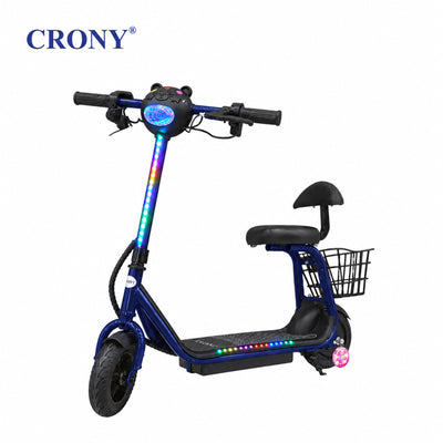 CRONY JL005-03-03 Blue  Little Bear Mini Harley Electric Scooter, 250W Motor, 36V 3.0Ah Battery, 15–25 km/h Top Speed, 10–15 km Range, 8-Inch Tires, Single Seat, LED Headlight, Bluetooth Speaker, Rear Luggage Tray, 100kg Max Load, Iron Frame