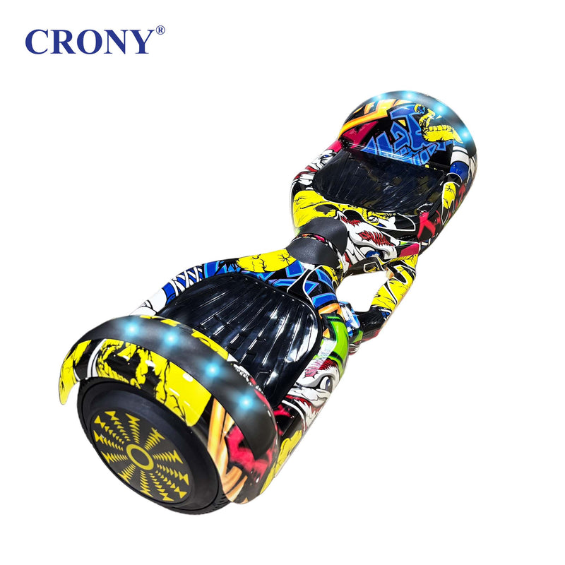 CRONY D1+ Yellow Smart Self-Balancing Hoverboard 250W Bluetooth Speaker, LED Lights, ABS Body, 12KM/H Speed, 15KM Range, Electric Hoverboard for Kids &amp; Adults