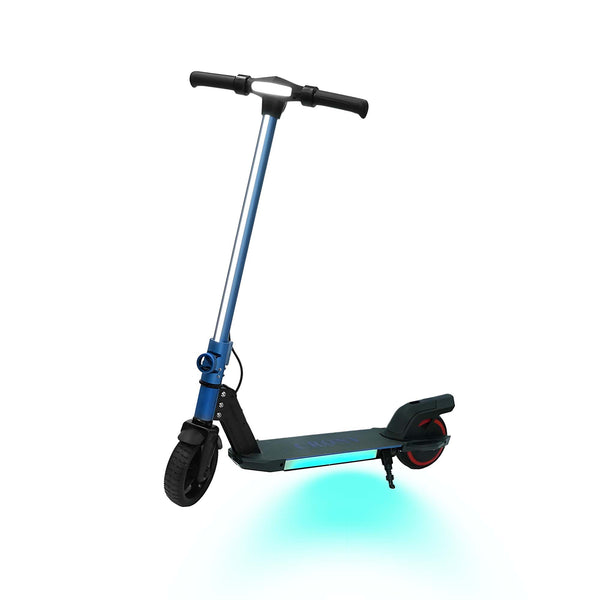 CRONY S32 Kids Foldable E-Scooter with LED Light Bar RGB Deck Lights & LED Display & E-Brake and E-Accelerator & Extended Footrest Supports Up to 100KG