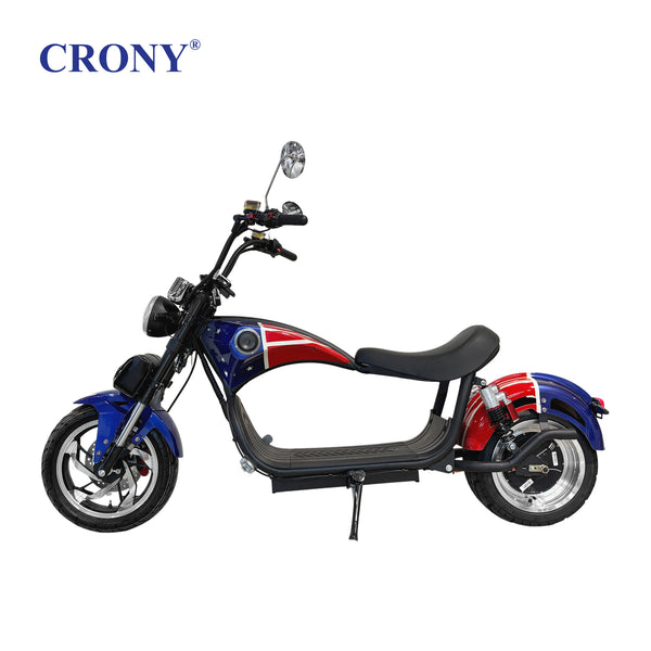 CRONY X1 Electric Motorcycle, 3000W Motor, 60V 12Ah Battery, 60-80KM/H Max Speed, 25-35KM Range, Front & Rear Disc Brakes, Front & Rear Suspension, LCD Display, LED Lights, Bluetooth Speaker, Mobile Phone Holder, Harley Bag, World