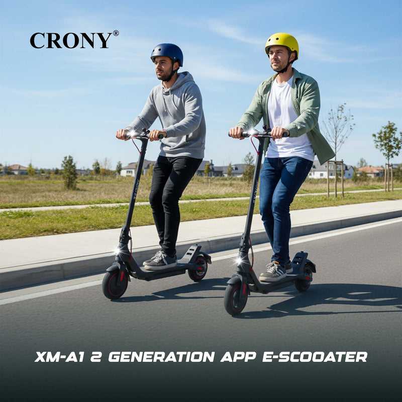 CRONY Generation Electric Scooter 350W Motor, 36V 7.8Ah Battery, 15-20KM Range, 25-45KM/H Speed, Front Disc Brake, LCD Display, APP Connectivity, LED Headlamp, 3 Speed Modes, Easy Folding Design, Aluminum Alloy Frame, 1 Year Motor Warranty