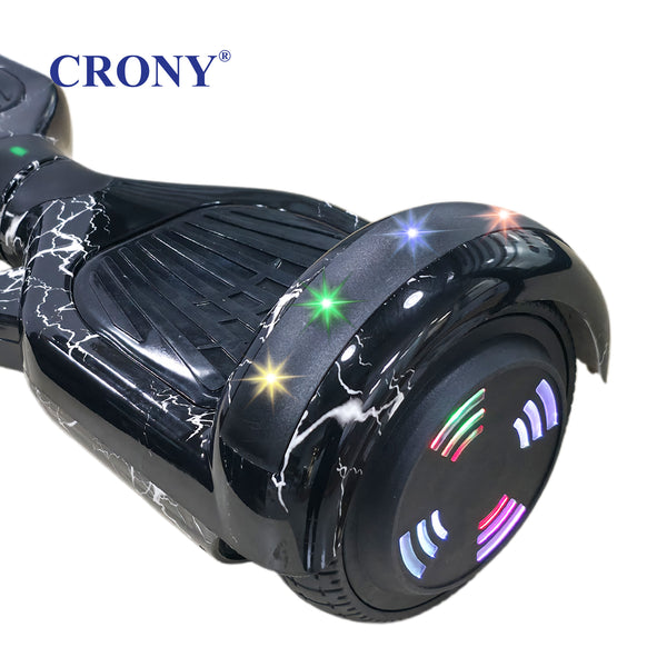 CRONY D1+ Black Smart Self-Balancing Hoverboard 250W Bluetooth Speaker, LED Lights, ABS Body, 12KM/H Speed, 15KM Range, Electric Hoverboard for Kids & Adults