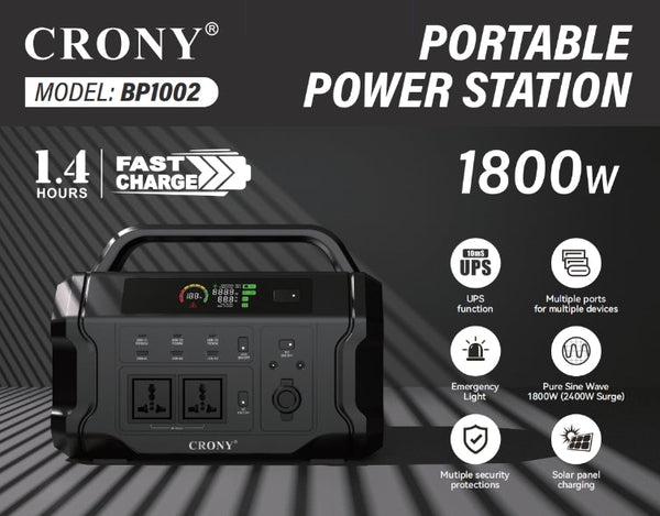 CRONY CN1002-1800W Portable Power Station AC 230V