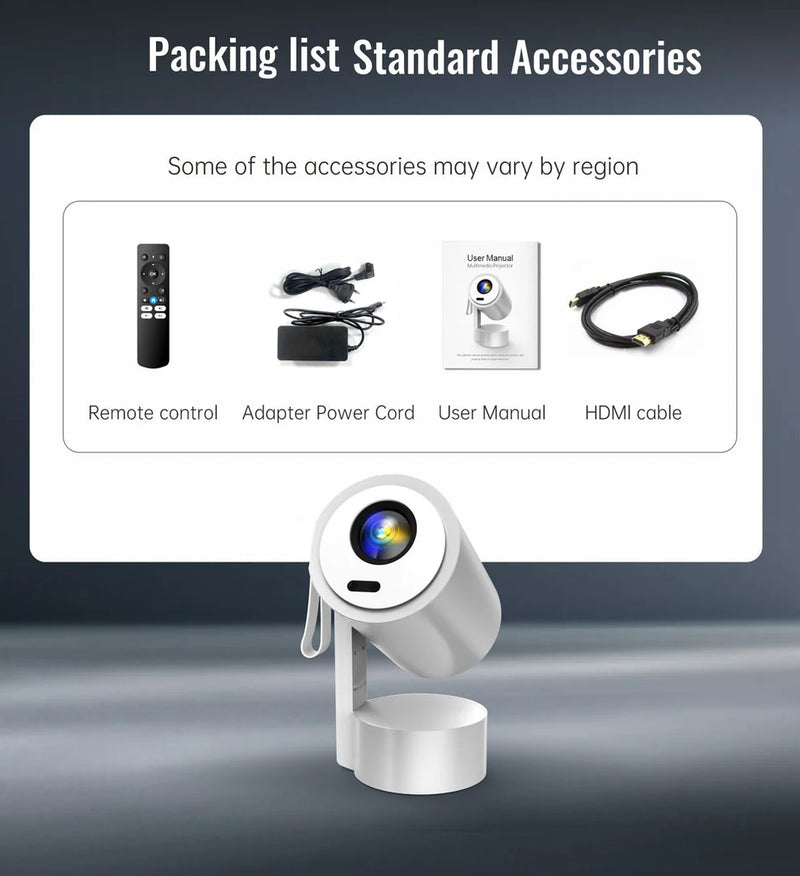 CRONY R3P Portable Mini Projector 1080P LED Smart Projector Supports 4K Decode Android with Built In Speakers