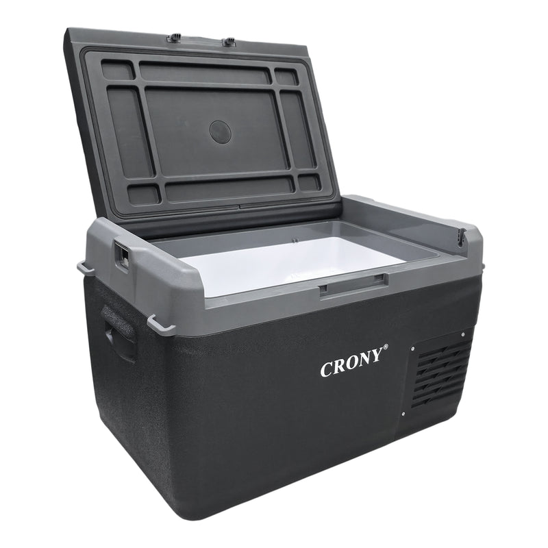 CRONY GC30 Portable Car Refrigerator 29L, 12V/24V DC & 100-220V AC Electric Cooler, -20°C to 20°C Temperature Range, LED Control Panel, Interior LED Light, Bottle Opener & Cup Holder, 1-Year Warranty