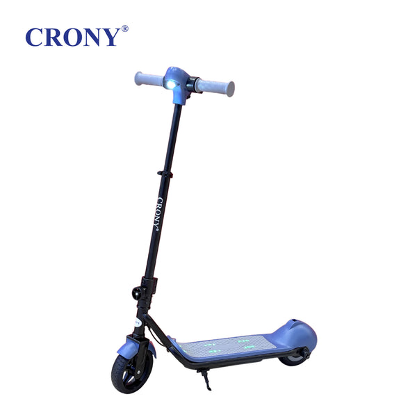 CRONY E68 Electric Scooter for Kids, 110W Motor, 10–16 KM/H Top Speed, 24V 2.5Ah Battery, 5–8 KM Range, 6.5-Inch Tires, Easy Folding, Adjustable Handlebar, LED Headlight & Rear Wheel Light, Bluetooth Speaker, Blue