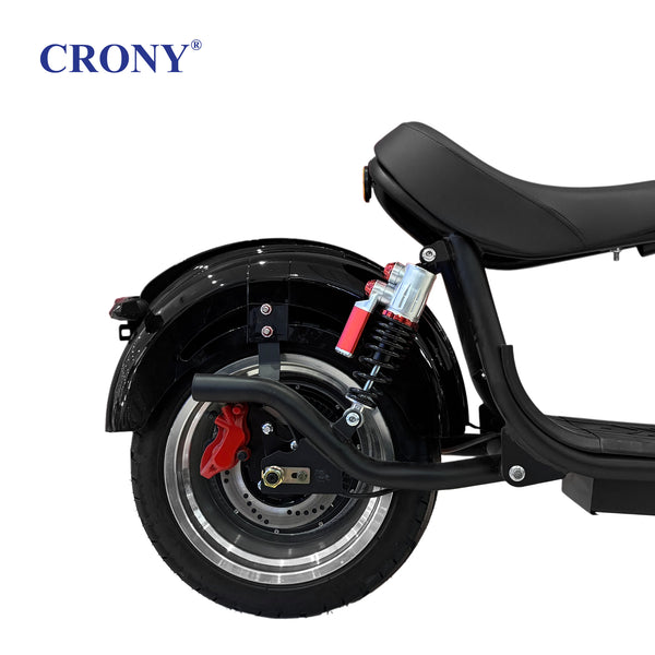 CRONY X1 Electric Motorcycle, 3000W Motor, 60V 12Ah Battery, 60-80KM/H Max Speed, 25-35KM Range, Front & Rear Disc Brakes, Front & Rear Suspension, LCD Display, LED Lights, Bluetooth Speaker, Mobile Phone Holder, Harley Bag, Black