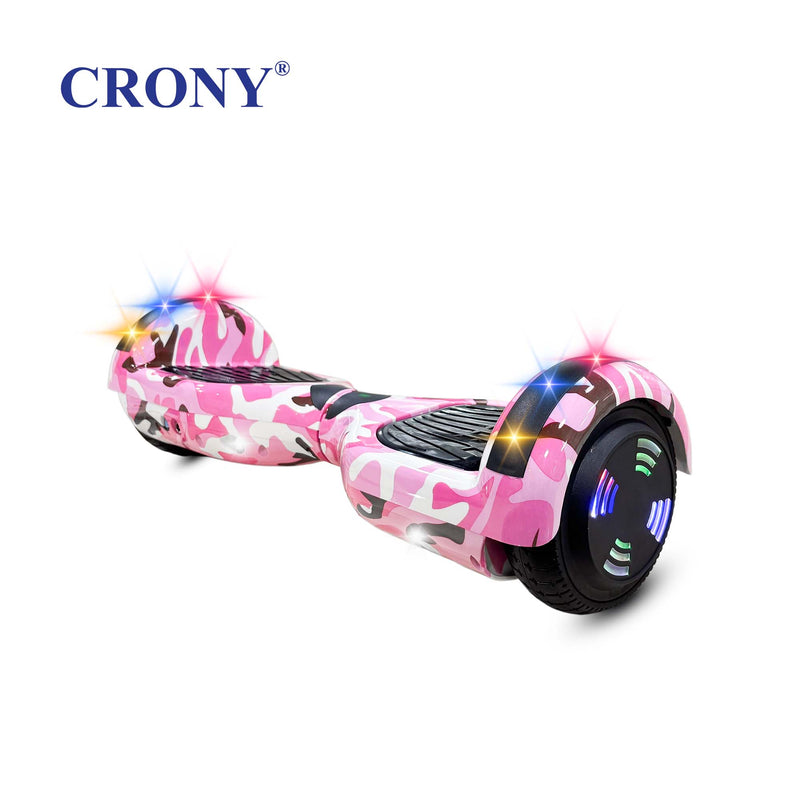 CRONY D1+ Pink Smart Self-Balancing Hoverboard 250W Bluetooth Speaker, LED Lights, ABS Body, 12KM/H Speed, 15KM Range, Electric Hoverboard for Kids &amp; Adults