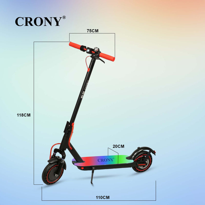 CRONY M365 Foldable Electric Scooter with Front Suspension & Durable Honeycomb Tires, 7-Colors LED Deck Lights, Lightweight Commuter Scooter with for Adults & Kids, Smart App Control