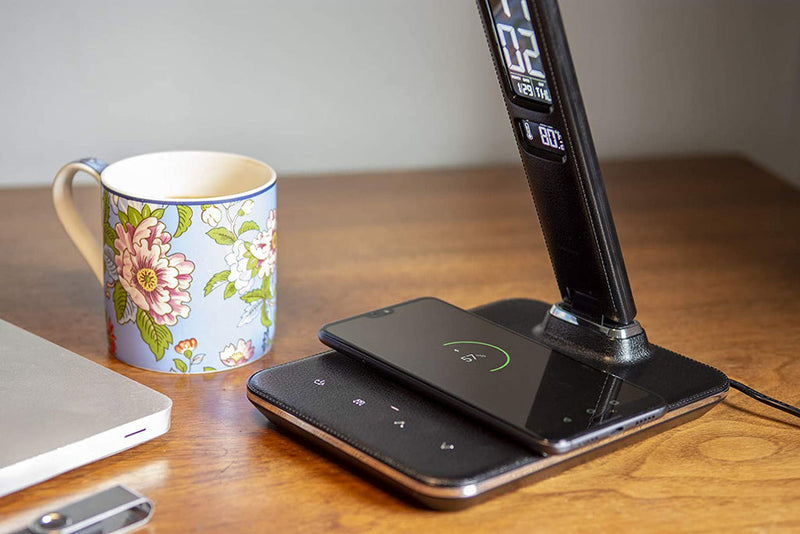 CRONY U13Q Table Lamp with wirelese charge-night light Clock LED Desk Lamp with Built-in Wireless Charger & Alarm Clock
