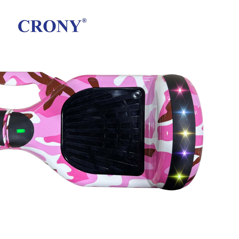CRONY D1+ Pink Smart Self-Balancing Hoverboard 250W Bluetooth Speaker, LED Lights, ABS Body, 12KM/H Speed, 15KM Range, Electric Hoverboard for Kids & Adults