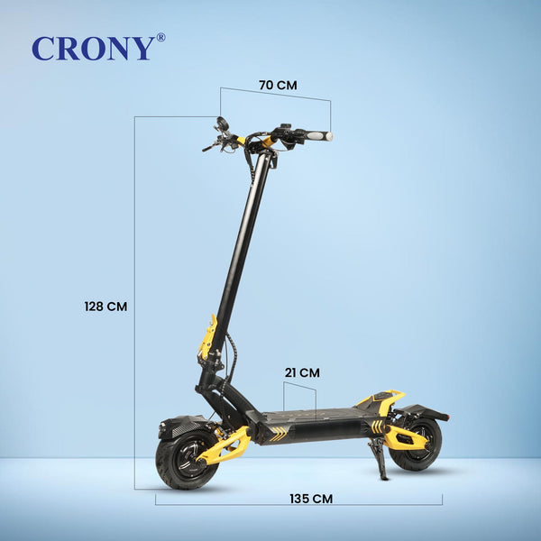 CRONY V8 Electric Scooter 1600W x2 Motors 60V/26AH Battery 40-80KM Range Disc Brakes Front/Rear Suspension Detachable Battery