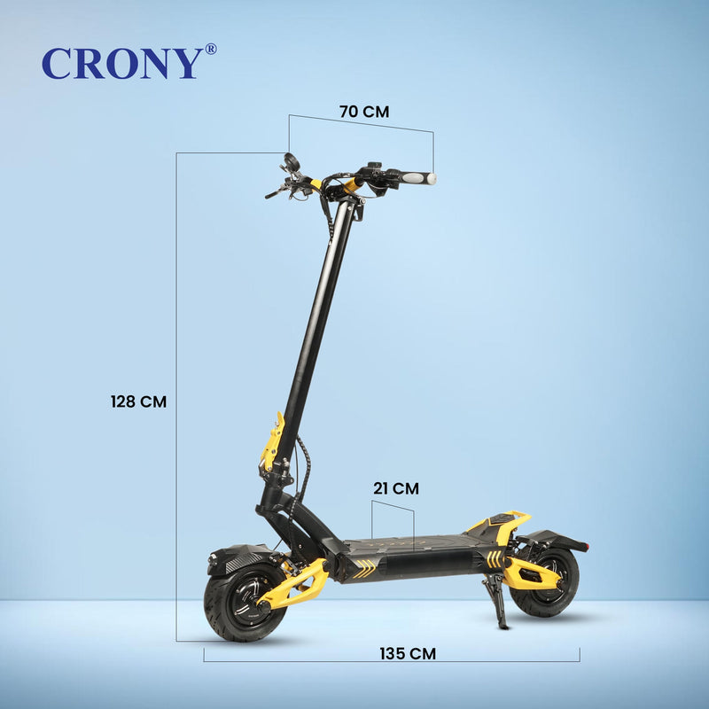 CRONY V8 Electric Scooter 1600W x2 Motors 60V/26AH Battery 40-80KM Range Disc Brakes Front/Rear Suspension Detachable Battery