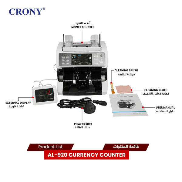 CRONY Banknote Verifiers AL-920 high quality Dual Multi-Currency Value Counter machine Money Counter