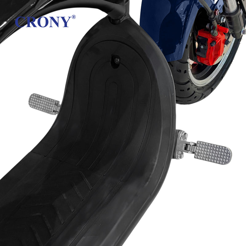 CRONY X1 Electric Motorcycle, 3000W Motor, 60V 12Ah Battery, 60-80KM/H Max Speed, 25-35KM Range, Front & Rear Disc Brakes, Front & Rear Suspension, LCD Display, LED Lights, Bluetooth Speaker, Mobile Phone Holder, Harley Bag, Blue