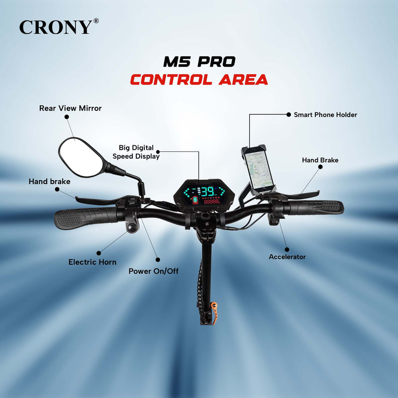 CRONY M5 Pro Electric Scooter for Adults Kids 1500W High-Speed E-Scooter with Bluetooth Speaker App Connectivity IPX4 120KG Max Load