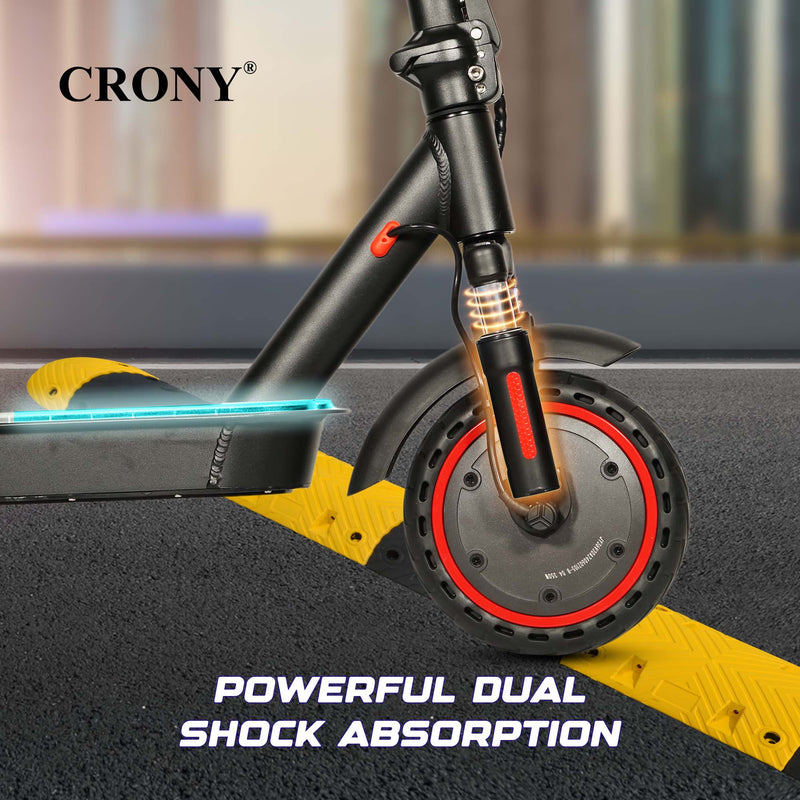 CRONY M365 Foldable Electric Scooter with Front Suspension & Durable Honeycomb Tires, 7-Colors LED Deck Lights, Lightweight Commuter Scooter with for Adults & Kids, Smart App Control