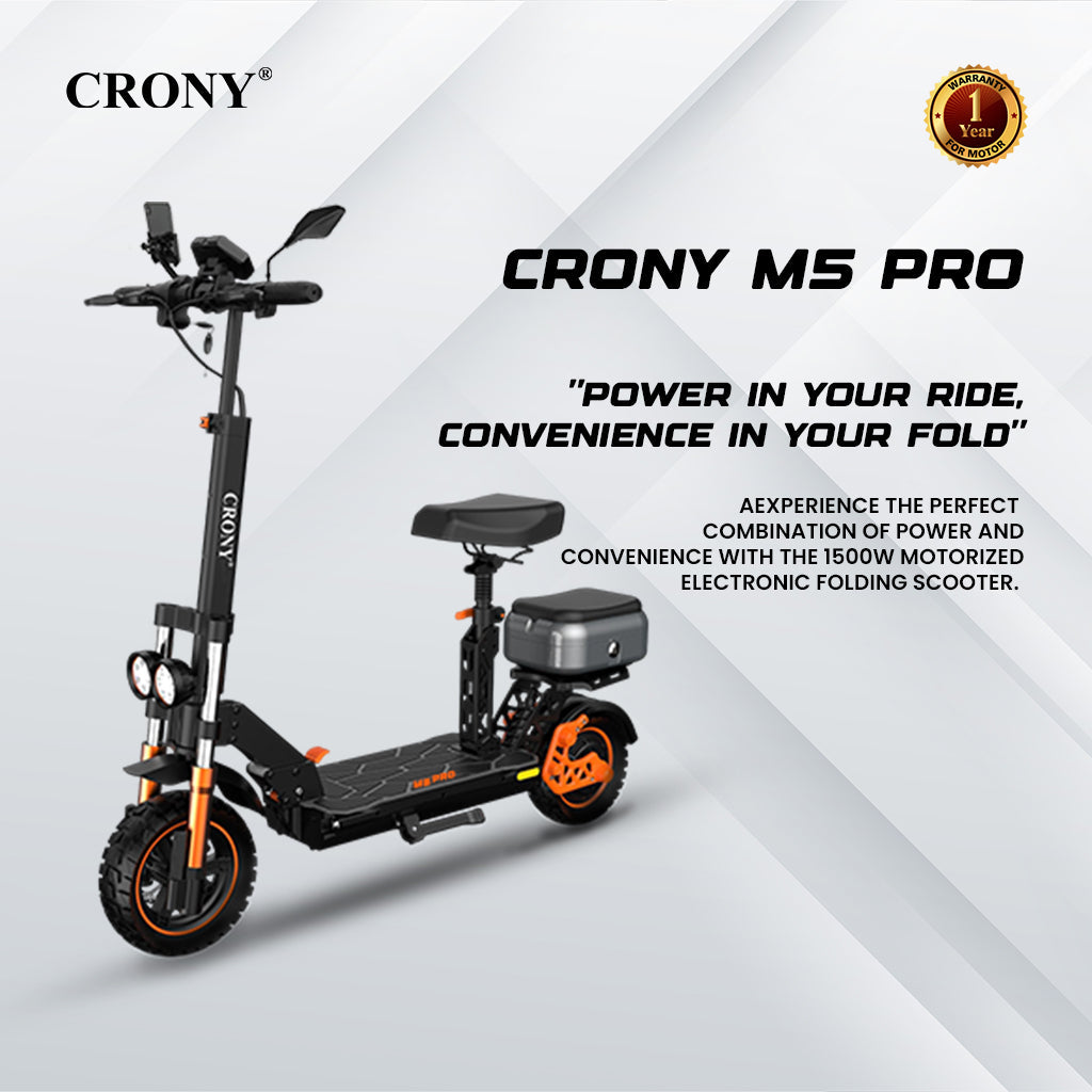 CRONY M5 Pro Electric Scooter for Adults Kids 1500W High-Speed E-Scooter with Bluetooth Speaker App Connectivity IPX4 Waterproof 120KG Max Load