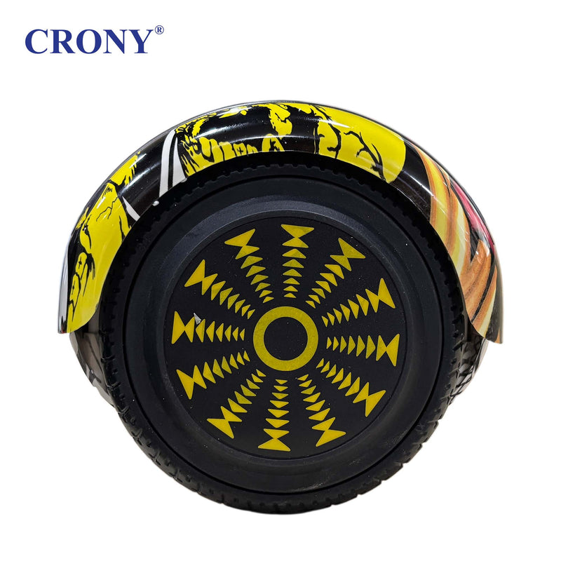 CRONY D1+ Yellow Smart Self-Balancing Hoverboard 250W Bluetooth Speaker, LED Lights, ABS Body, 12KM/H Speed, 15KM Range, Electric Hoverboard for Kids & Adults