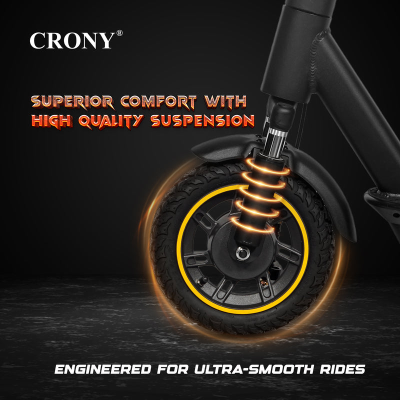 Crony XM Max Electric Scooter delivers a smooth and reliable ride with its 350 W motor and long-lasting 36 V / 15.6 Ah battery, offering a top speed of 30 km/h and a range of up to 45 km per charge