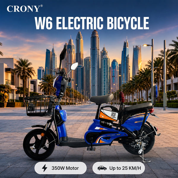 CRONY W6 Electric Bike, Blue, 500W Rear Hub Motor, 48V Battery, 14-Inch Wheels, 3-Speed Electric City Bike, 31–70 km Range, Electric Scooter Motorcycle