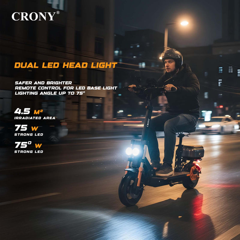CRONY M5 Pro Electric Scooter for Adults Kids 1500W High-Speed E-Scooter with Bluetooth Speaker App Connectivity IPX4 120KG Max Load