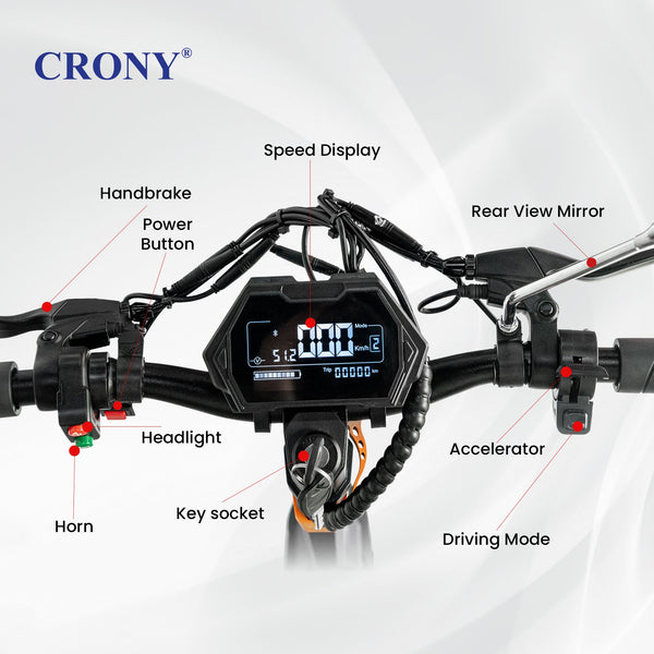 CRONY M4 Max Dual Drive Electric Scooter 1200Wx2 Motors 48V/20AH Battery 35-50KM Range Disc Brakes Front/Rear Suspension