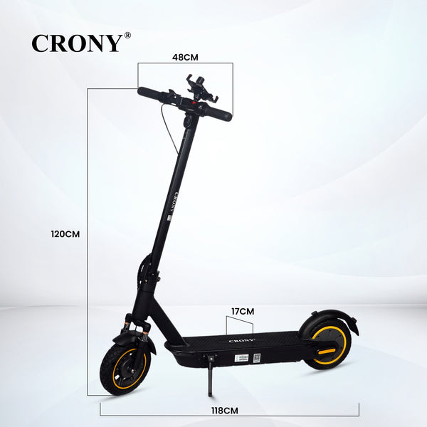 Crony XM Max Electric Scooter delivers a smooth and reliable ride with its 350 W motor and long-lasting 36 V / 15.6 Ah battery, offering a top speed of 30 km/h and a range of up to 45 km per charge