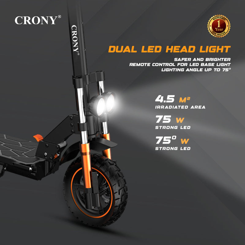 CRONY M5 Pro Electric Scooter for Adults Kids 1500W High-Speed E-Scooter with Bluetooth Speaker App Connectivity IPX4 Waterproof 120KG Max Load