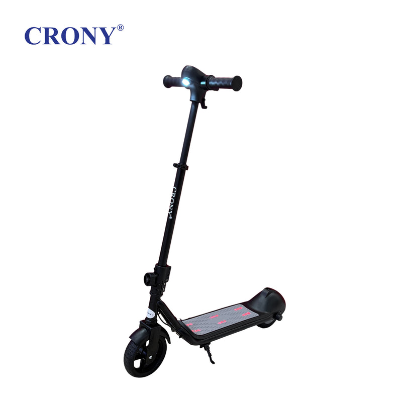 CRONY E68 Electric Scooter for Kids, 110W Motor, 10–16 KM/H Top Speed, 24V 2.5Ah Battery, 5–8 KM Range, 6.5-Inch Tires, Easy Folding, Adjustable Handlebar, LED Headlight &amp; Rear Wheel Light, Bluetooth Speaker, Black**