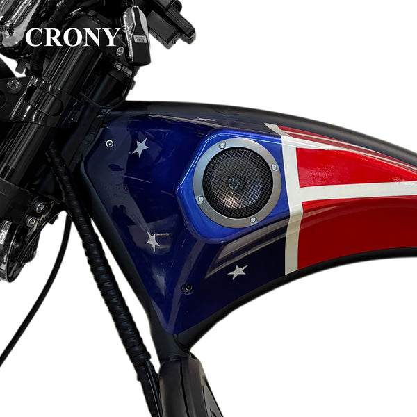 CRONY X1 Electric Motorcycle, 3000W Motor, 60V 12Ah Battery, 60-80KM/H Max Speed, 25-35KM Range, Front & Rear Disc Brakes, Front & Rear Suspension, LCD Display, LED Lights, Bluetooth Speaker, Mobile Phone Holder, Harley Bag, World