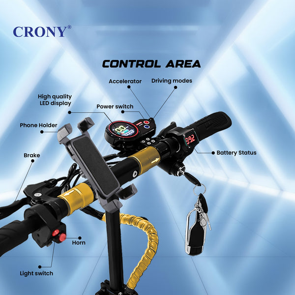 CRONY V10+ PRO 1500W 10 inch Wide tire High configuration E-Scooter Electric Scooter 10" Off-Road Tires Bluetooth Speaker Phone Holder
