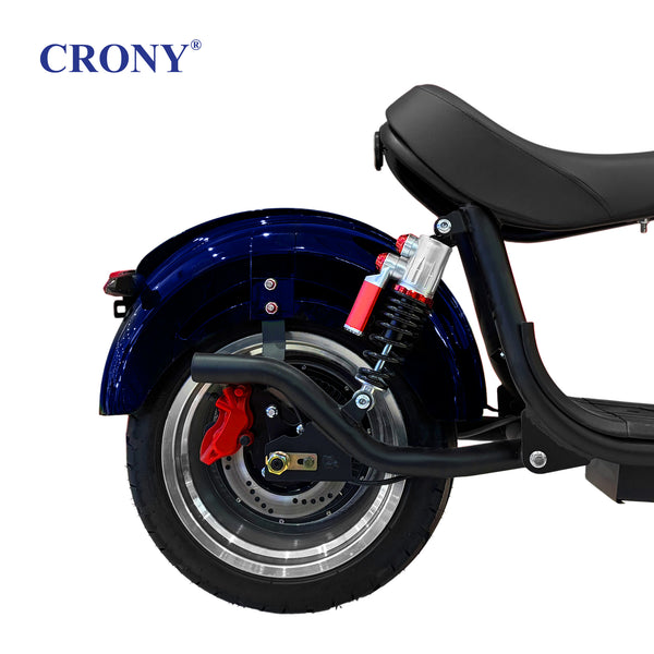 CRONY X1 Electric Motorcycle, 3000W Motor, 60V 12Ah Battery, 60-80KM/H Max Speed, 25-35KM Range, Front & Rear Disc Brakes, Front & Rear Suspension, LCD Display, LED Lights, Bluetooth Speaker, Mobile Phone Holder, Harley Bag, Blue
