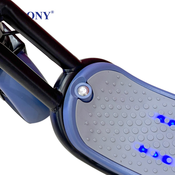 CRONY E68 Electric Scooter for Kids, 110W Motor, 10–16 KM/H Top Speed, 24V 2.5Ah Battery, 5–8 KM Range, 6.5-Inch Tires, Easy Folding, Adjustable Handlebar, LED Headlight & Rear Wheel Light, Bluetooth Speaker, Blue