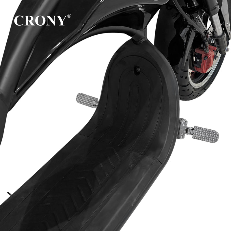CRONY X1 Electric Motorcycle, 3000W Motor, 60V 12Ah Battery, 60-80KM/H Max Speed, 25-35KM Range, Front & Rear Disc Brakes, Front & Rear Suspension, LCD Display, LED Lights, Bluetooth Speaker, Mobile Phone Holder, Harley Bag, Black