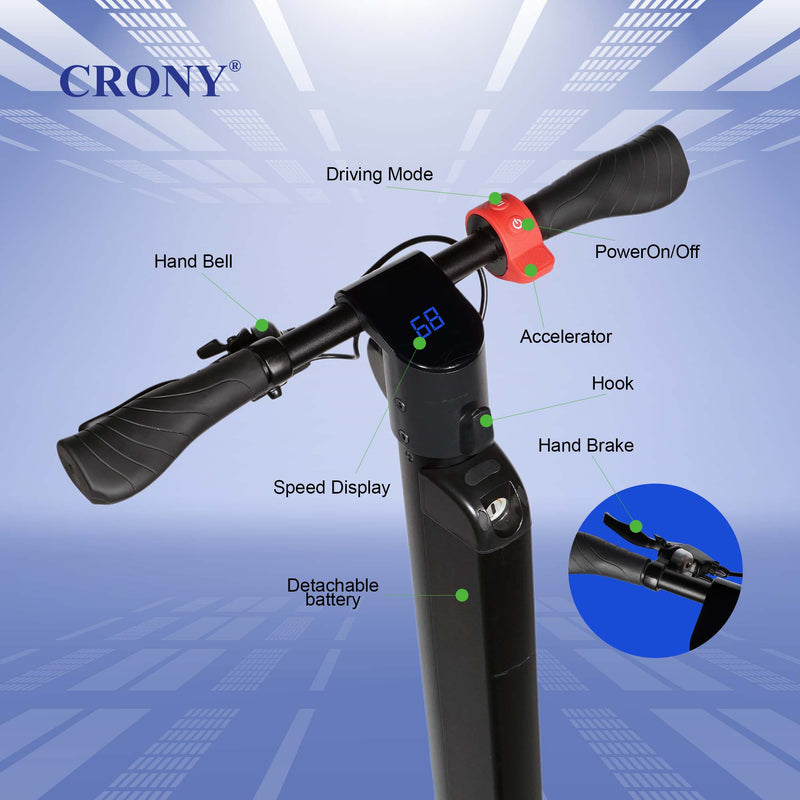 CRONY X11 Max Electric Scooter with 1-Year Scooter Warranty & 3-Month Battery, Controller & Accelerator Warranty, 450W Motor, 36V 13Ah Detachable Battery, 40–60KM/H Speed, Up to 60KM Range, APP Connectivity