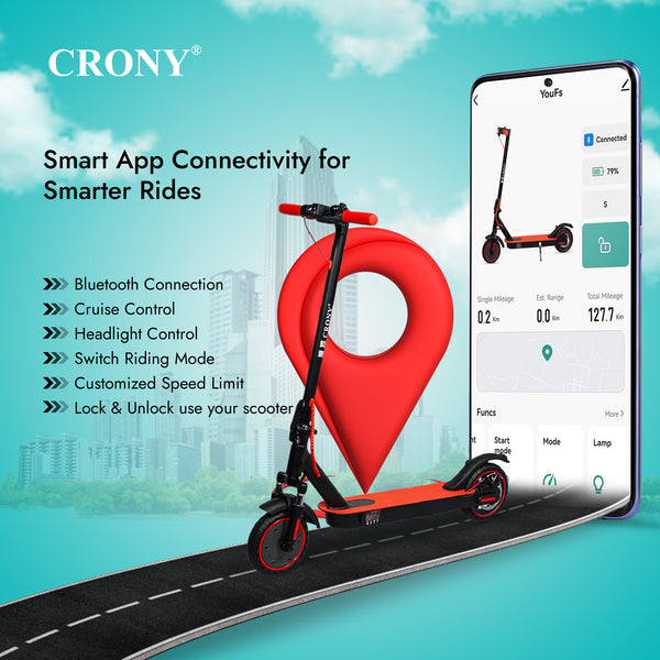 CRONY XM M365 red with Suspension and APP E-Scooter Max speed 45 KM/H Electric Scooter Aluminium Alloy Folded 8.5 Inch tires