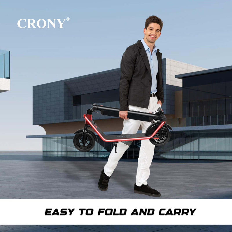 CRONY X11 Max Electric Scooter Red Color, 450W Powerful Motor, 36V 13Ah Detachable Battery, 40-60KM Range, 40-80KM/H Speed, Front Suspension, LED Display, APP Connectivity, Foldable Design, 1 Year Motor Warranty