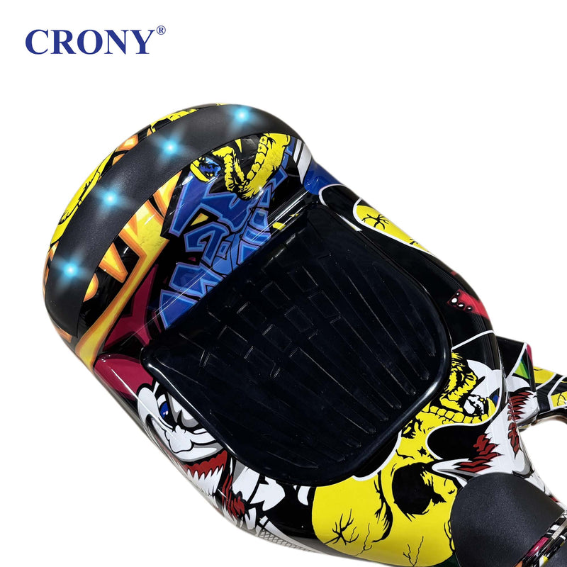 CRONY D1+ Yellow Smart Self-Balancing Hoverboard 250W Bluetooth Speaker, LED Lights, ABS Body, 12KM/H Speed, 15KM Range, Electric Hoverboard for Kids & Adults
