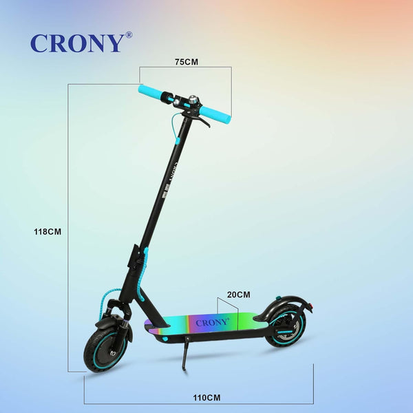 CRONY M365 Foldable Electric Scooter with Front Suspension & Durable Honeycomb Tires, 7-Colors LED Deck Lights, Lightweight Commuter Scooter with for Adults & Kids, Smart App Control