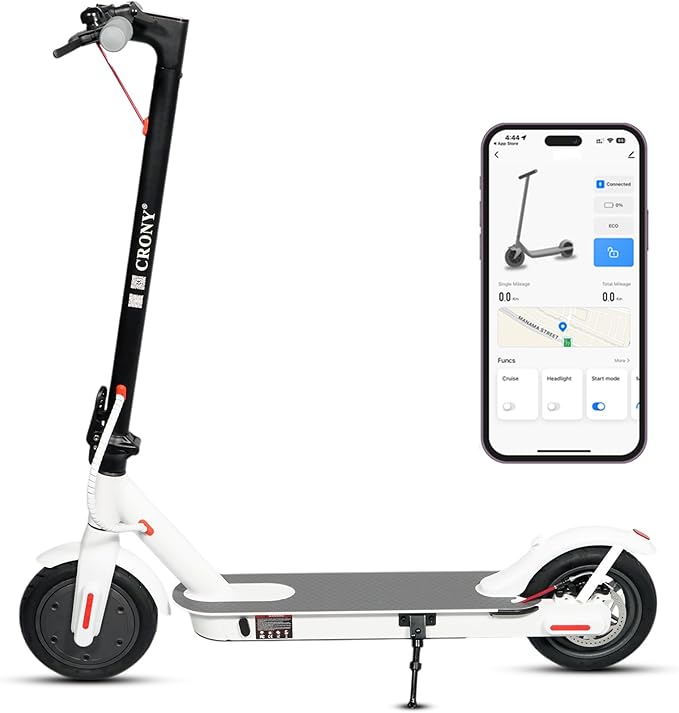 CRONY M365 Foldable Electric Scooter, Lightweight Commuter Scooter for Adults Kids, 250W Motor, Smart App Control, 25-45KM/H Max Speed, 10-25KM Range