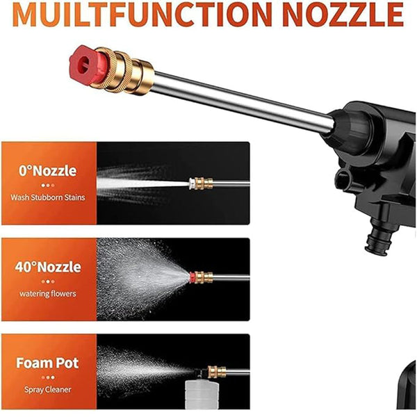 HL-777 Car wash Cordless Electric High Pressure Car Washer Manual Rechargeable Car Washing Machine with Adjustable 3-in-1 Nozzle and Hose Pipe
