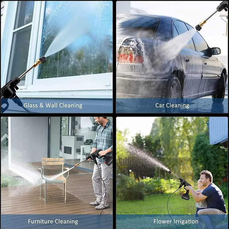 HL-777 Car wash Cordless Electric High Pressure Car Washer Manual Rechargeable Car Washing Machine with Adjustable 3-in-1 Nozzle and Hose Pipe
