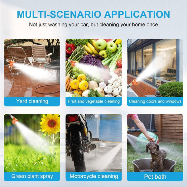 HL-777 Car wash Cordless Electric High Pressure Car Washer Manual Rechargeable Car Washing Machine with Adjustable 3-in-1 Nozzle and Hose Pipe