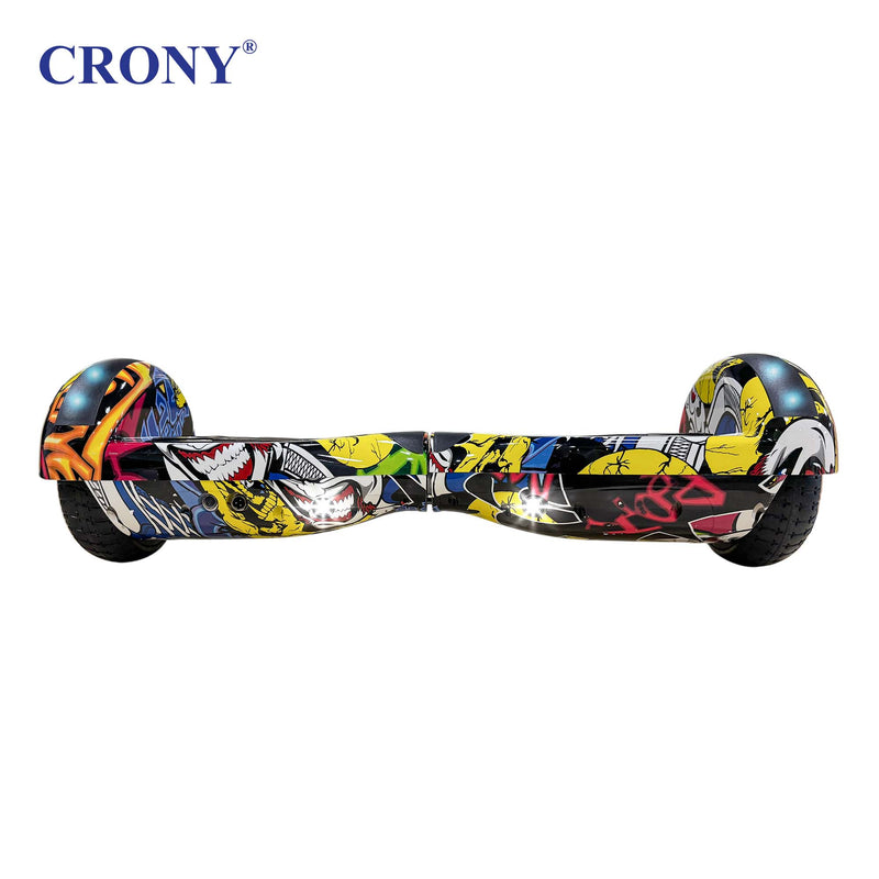 CRONY D1+ Yellow Smart Self-Balancing Hoverboard 250W Bluetooth Speaker, LED Lights, ABS Body, 12KM/H Speed, 15KM Range, Electric Hoverboard for Kids & Adults