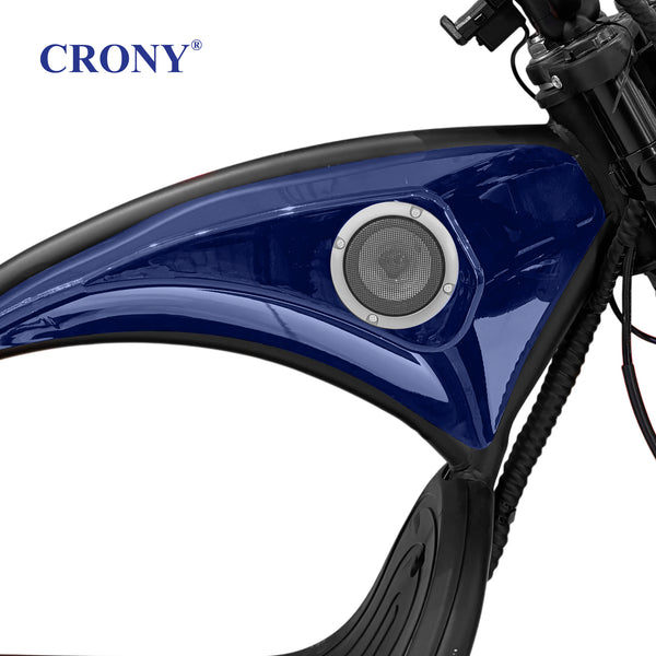 CRONY X1 Electric Motorcycle, 3000W Motor, 60V 12Ah Battery, 60-80KM/H Max Speed, 25-35KM Range, Front & Rear Disc Brakes, Front & Rear Suspension, LCD Display, LED Lights, Bluetooth Speaker, Mobile Phone Holder, Harley Bag, Blue